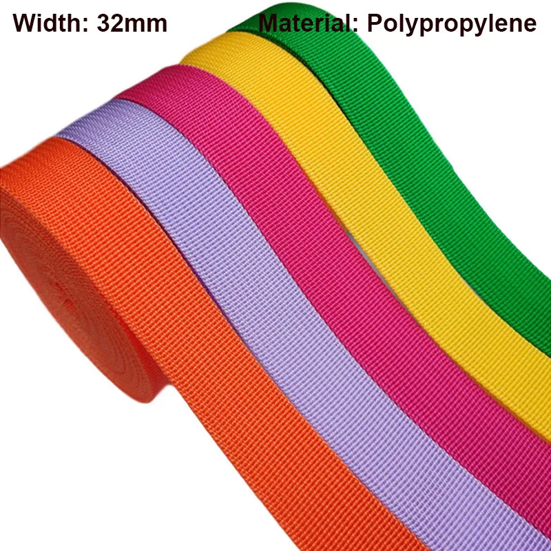 100หลา32มม.PP Webbing ริบบิ้น Polypropylene-สีสำหรับกระเป๋าเข็มขัดกระเป๋าเป้สะพายหลัง DIY เย็บสุนัขสัตว์เลี้ยง collar Leash Harness