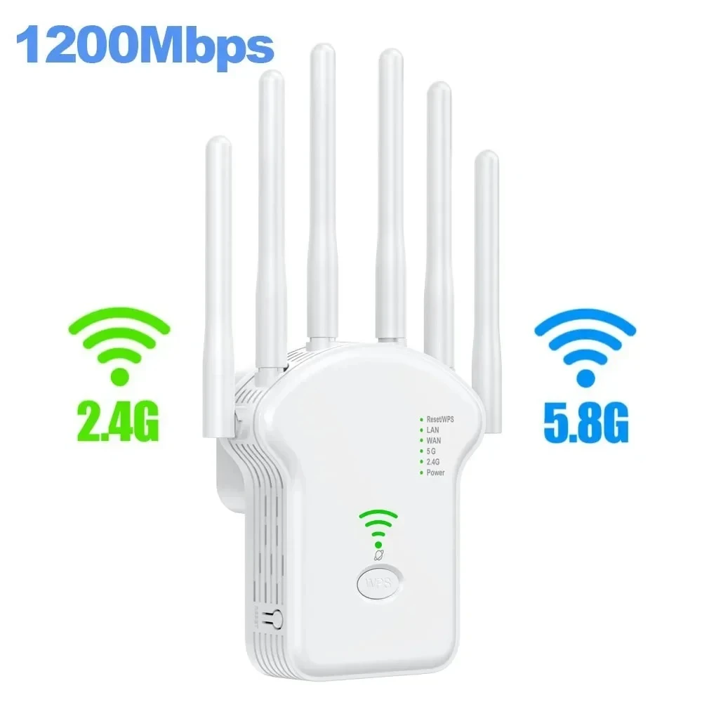 

Усилитель Wi-Fi сигнала 2.4G/5G двухдиапазонный 300/1200 Мбит/с, ретранслятор Wi-Fi, антенна, усилитель сети, маршрутизатор WPS