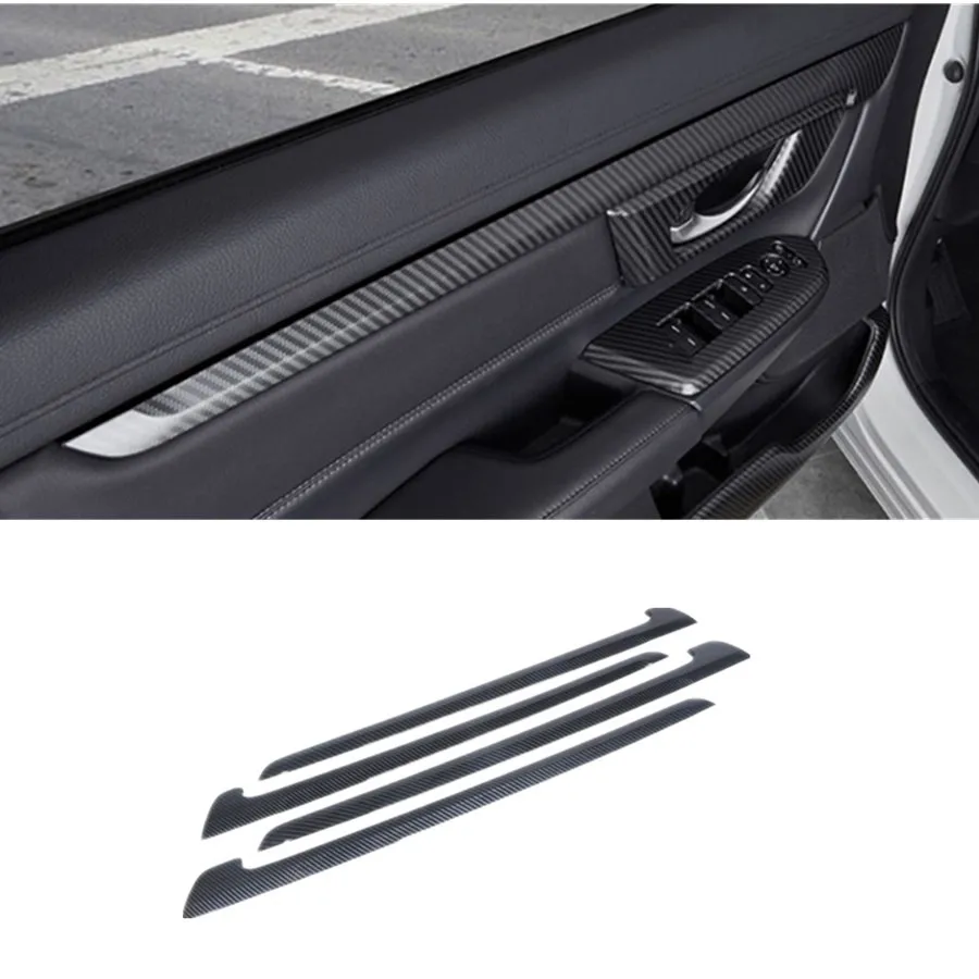 

4 Pcs Carbon Fiber Look Car Inner Door Armrest Cover Trim For Honda CRV 2017-2021