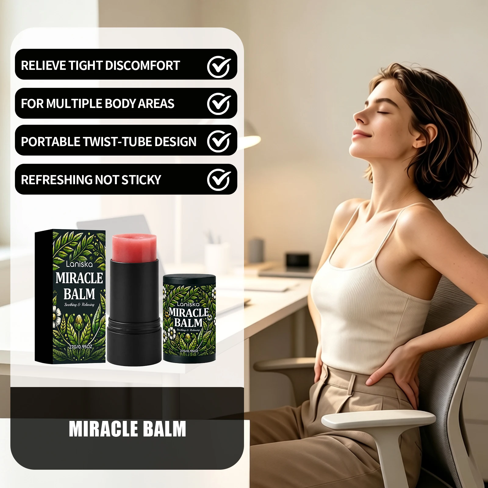 Soothing Relaxing Body Balm Stick Natural Aromatherapy Stress Relief Massage Muscle Care Muscle Calming Multi Purpose Balm Stick