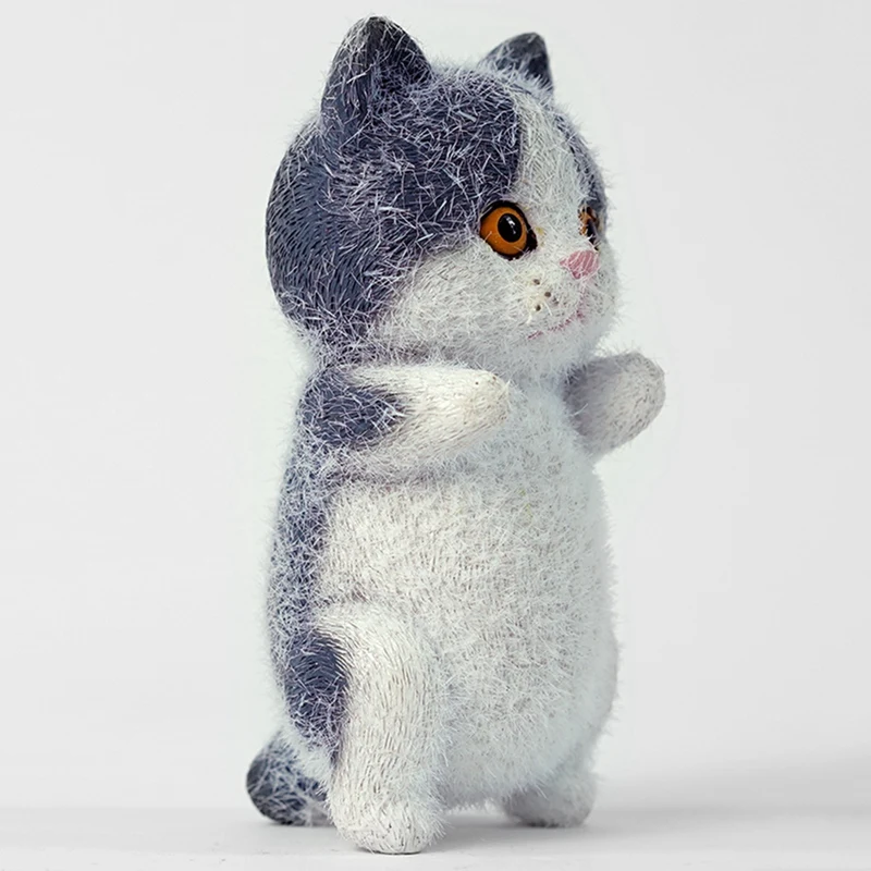 Flocking Resin Cartoon Cats Shape Resin Dolls Tabletop Cute Standing Animal Resin Decoration