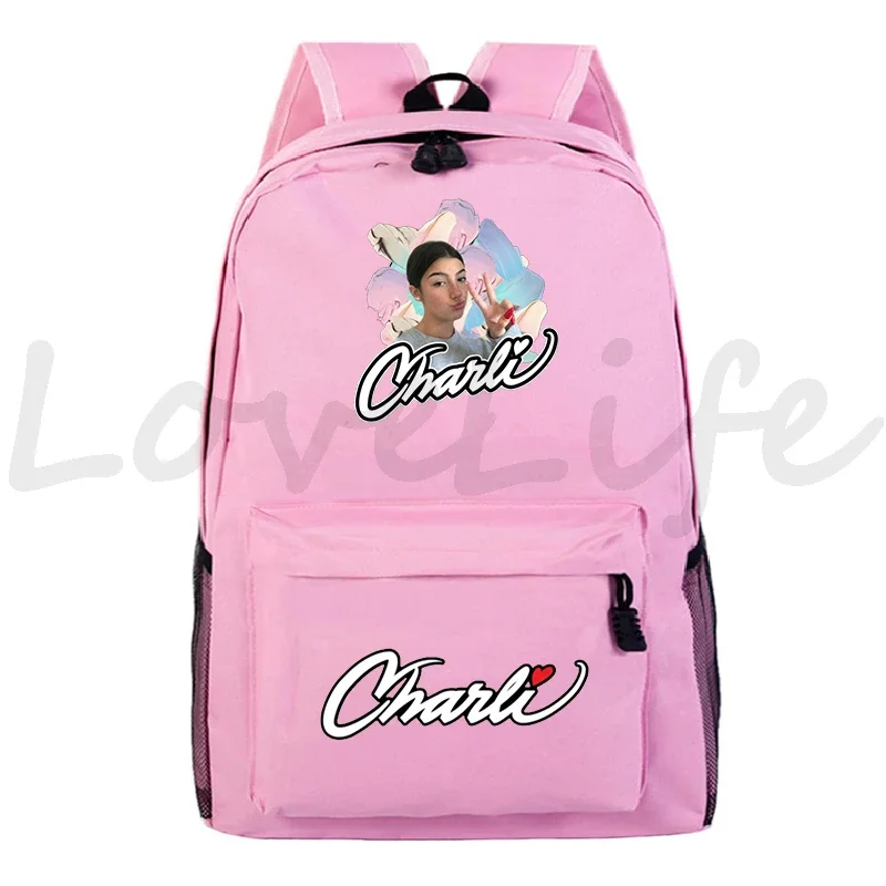 Mochila informal Charli Damelio para hombre y mujer, morral escolar para senderismo