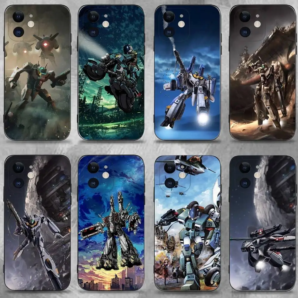 

R-Robotech Macross Phone Case For iPhone 16,15,14,13,12,11 Plus,Pro Max,XS,X,XR,SE,Mini,8,7,Soft Silicone Black Cover
