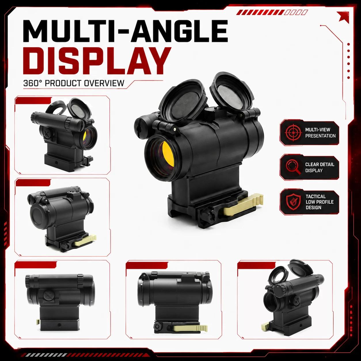 New EvolutionGear AIM Red Dot Sight Tactical 5-Style Hunting Optic Sight with Mounts 1.57/1.93inch w Full Markings CNC Aluminum view 3
