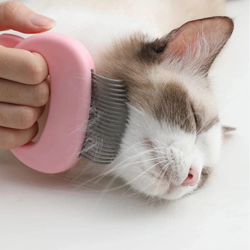 1pc PetCat Comb Grooming Massage Brush Shell Shaped Handle Dog Grooming Massage Tool To Remove Hairs For Cat Cleaning Supplies