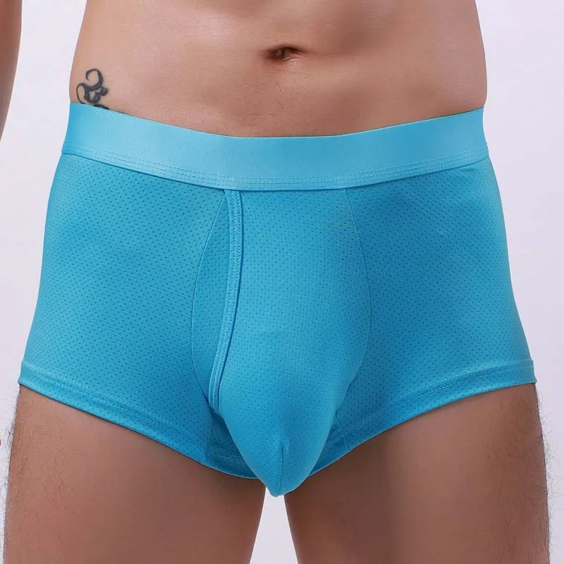 Hot Penis Hole Men Boxers Underwear Sexy Mesh Penis Pouch Male Panties Men U Convex Trunks Boxershorts Gay Lingerie Underpants