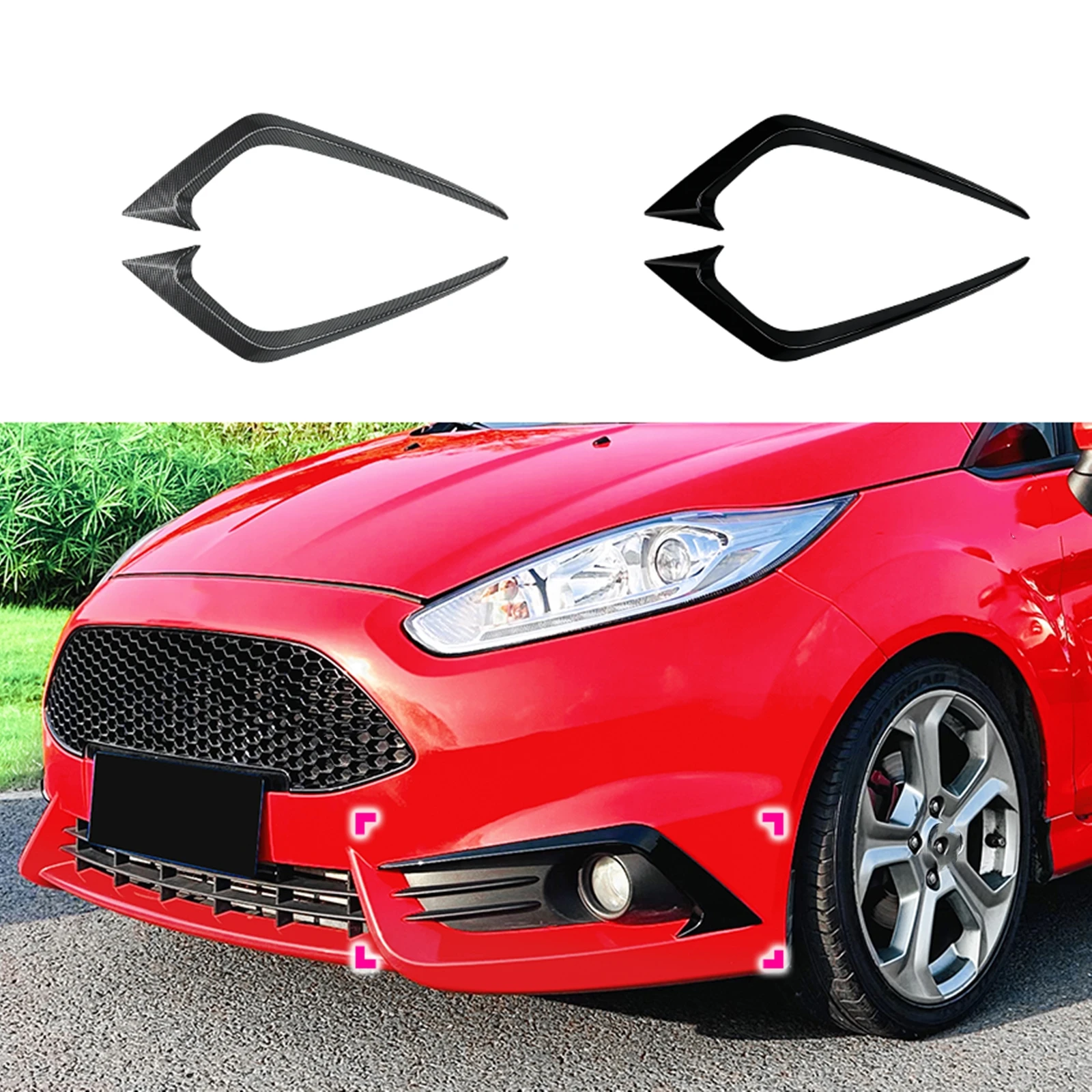 

Front Bumper Side Air Vent Trim Cover For Ford Fiesta ST MK6 2012-2017 /B-Max B232 Carbon Fiber Look/Gloss Black Splitter Canard