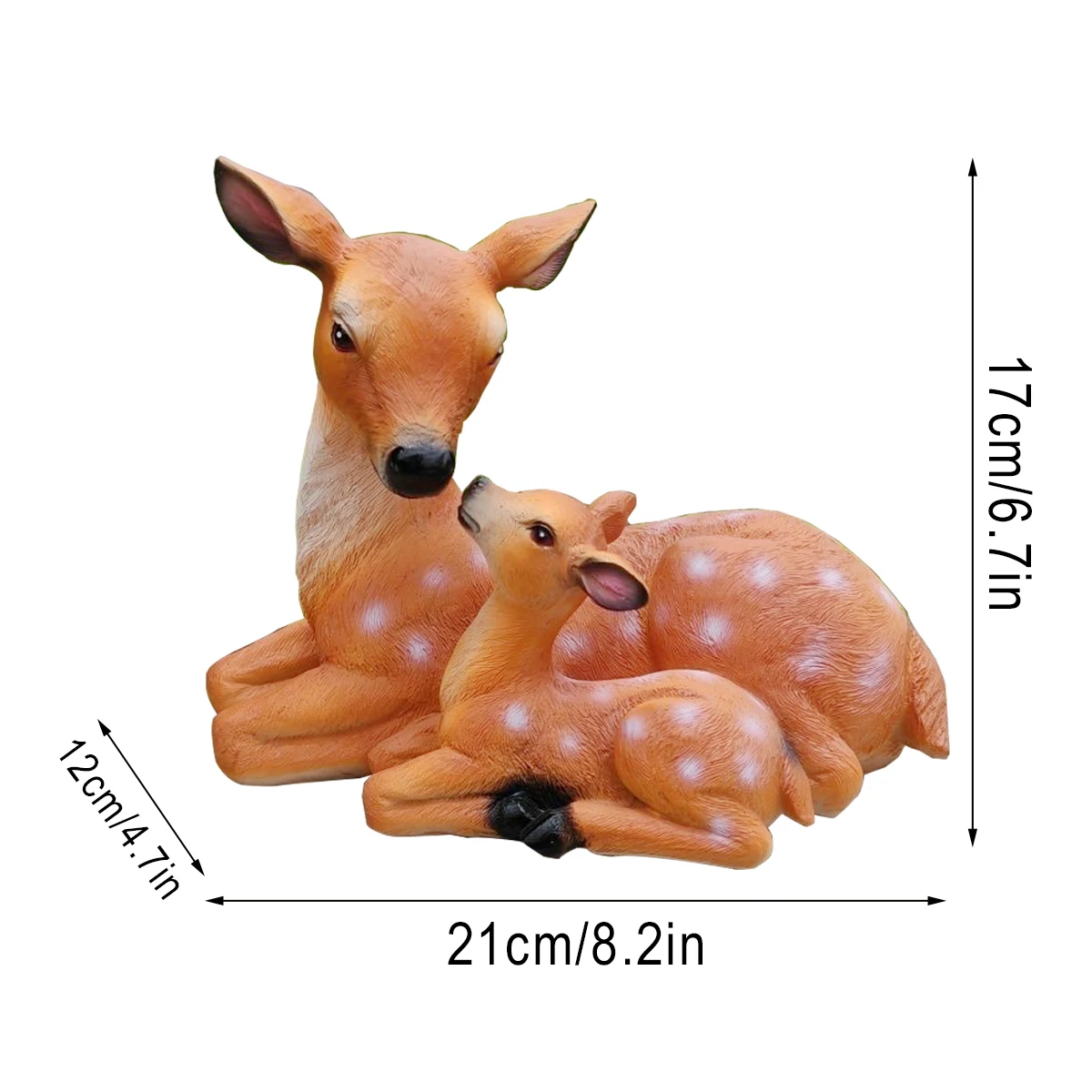 1 Set Resin Deer Figurine For Garden, Lifelike Fawn And Doe Sculpture, Outdoor Lawn Ornament, Durable Yard Statue Decor