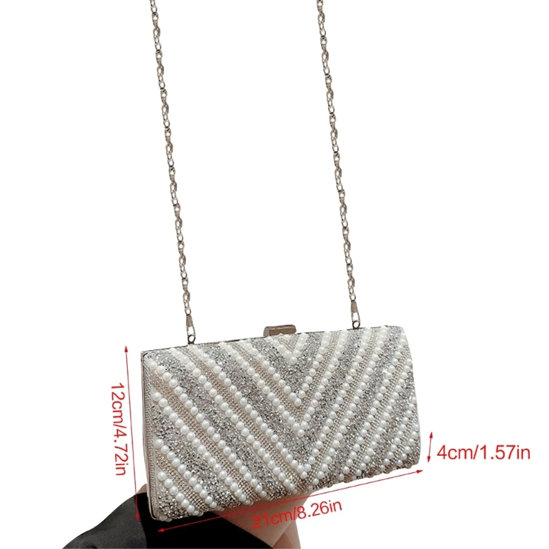 Women Evening Bag Clutch Wedding Party Shoulder Crossbody Bags Detachable Chain