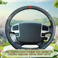Car Steering Wheel Cover Hand-Sewn Genuine Leather For Toyota Land Cruiser 200 Series 70 Tundra Sequoia HiAce 2007-2018