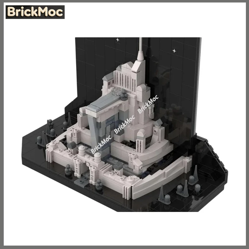 

Classic Dusk Cliff Citadel Alternative MOC Build Compatible With 21066 Brick Components Desktop Exhibition Toy