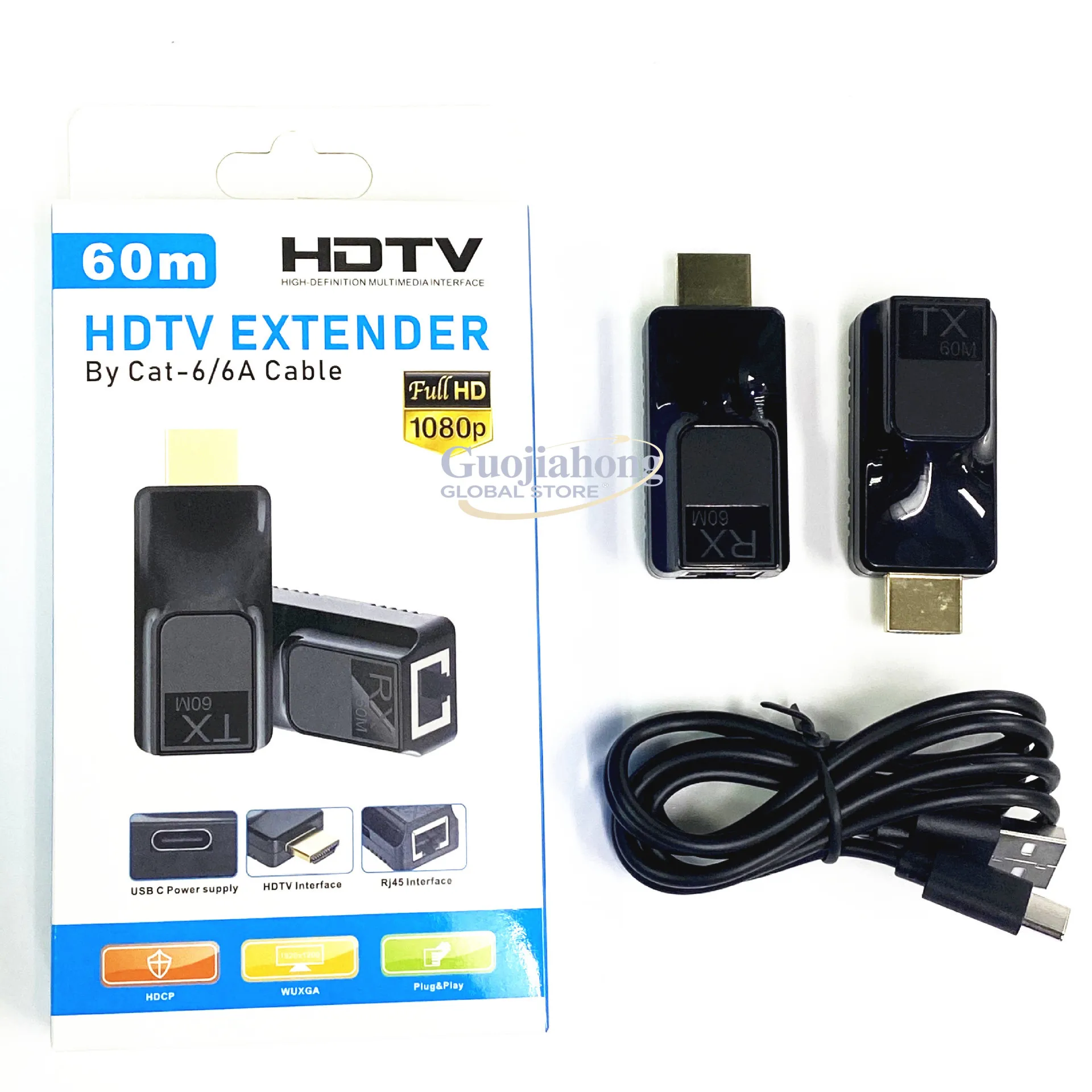 Cross-border private mode high definition   Extender 60M poc unilateral power supply 1 network cable RJ45 TO HDTV