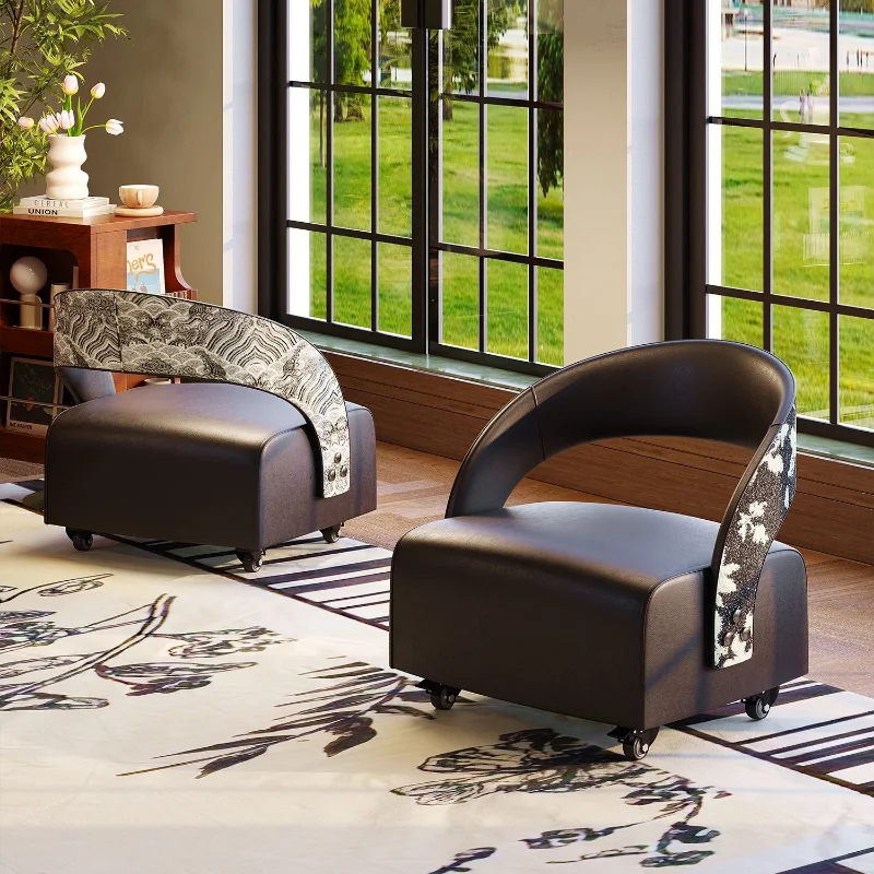 Universal Wheel Stool, Household Bench, Silent Caster, Movable Low Stool, Living Room Sofa Stool with Backrest, Beanbag Chair