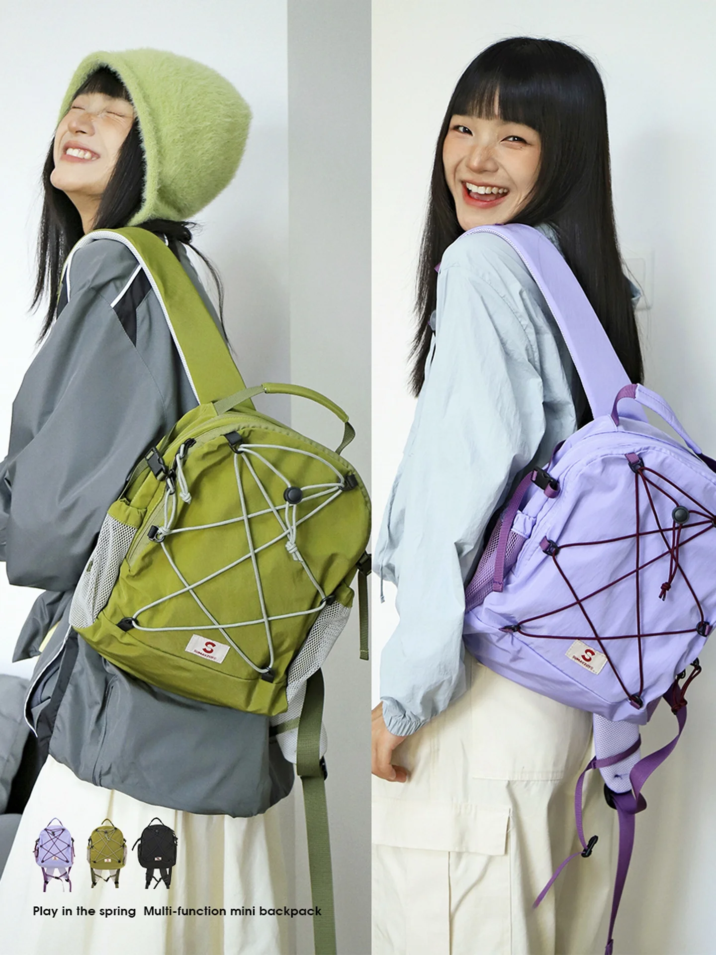 Outdoor Travel Backpack Unisex Commuting Hiking Short Trip Men's Women's Double Shoulder Bag Soft Material Zipper Closure