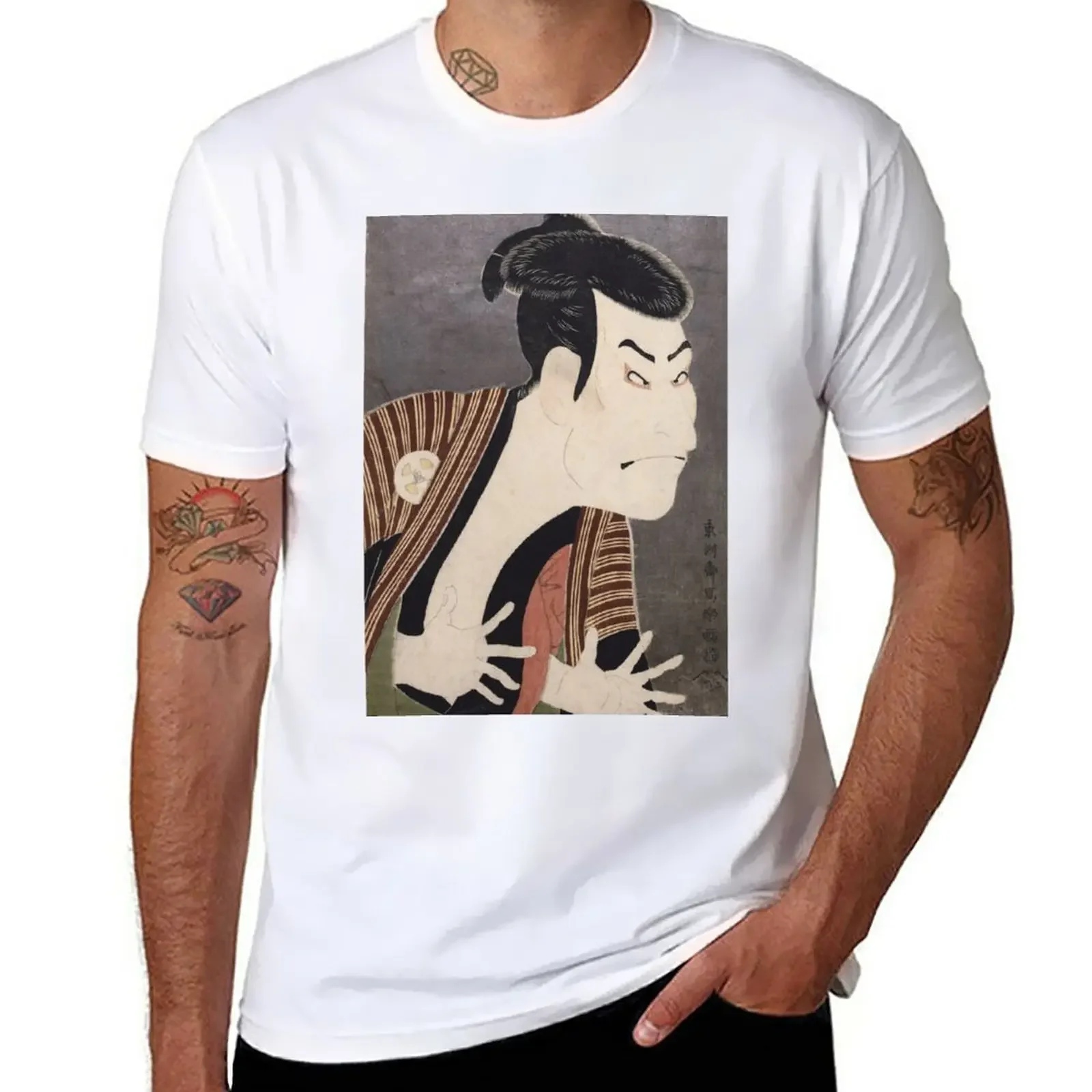 New Japanese Art Print Kabuki Actor Otani Oniji III as Yakko Edobei T-Shirt hippie clothes plain white t shirts men heavyweight