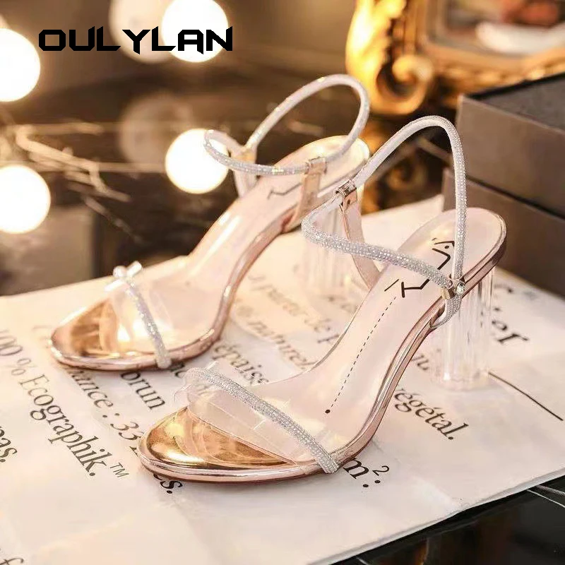 Summer Women Pumps Sandals Jelly Slippers Sexy Open Square Toe High Heels Women Transparent Slippers Shoe Heel Clear Sandals