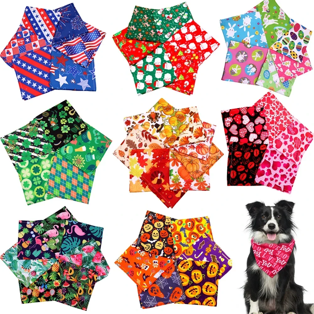 60pcs Dog Bandanas Bulk Wholesale Spring Summer Animals Supplies Dog Items Pet Supplies Pets Free Shipping Big Dog Accessories