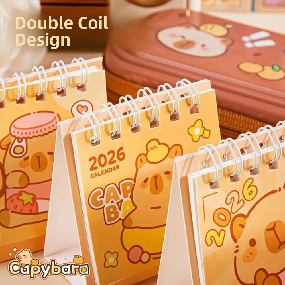 

Cartoon Capybara/Panda 2026 Desk Calendar Portable Coil Schedule Planner Desktop Decoration Daily Planner Gifts