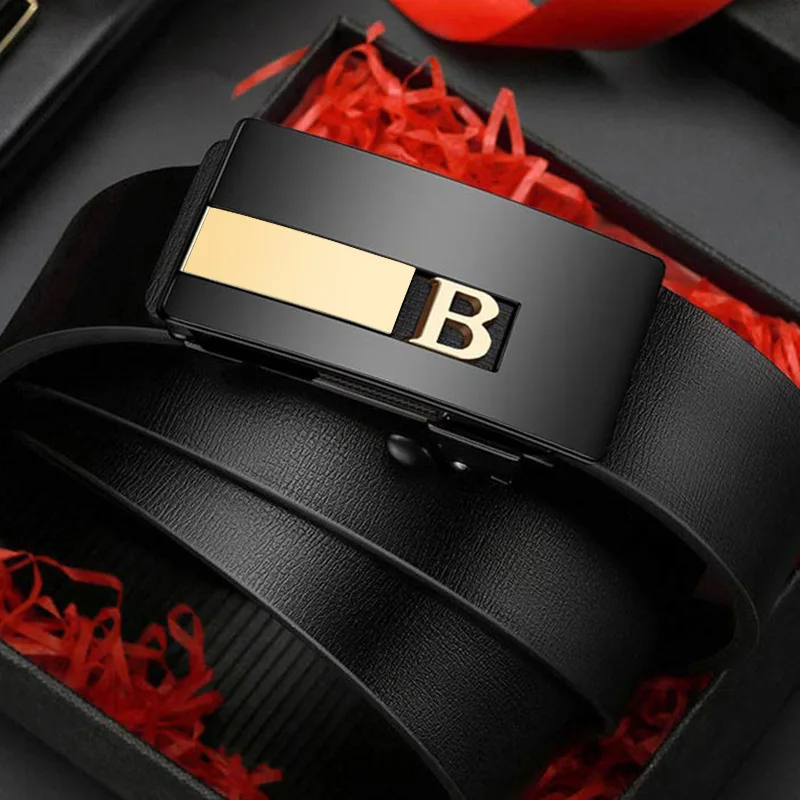 Top Quality Famous Brand Belt Men Genuine Luxury Leather Casual Belts for Men Strap Male Metal Automatic B Buckle Fashion Belt