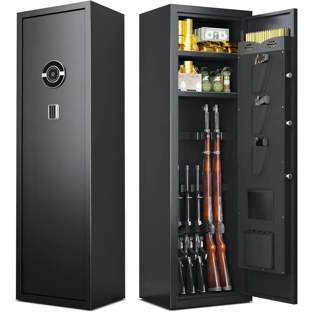 

Большой шкаф для оружия с доступом по отпечатку пальца, съемными полками, регулируемыми кронштейнами, быстрым доступом, 57В x 13.7Ш x 11.8Г