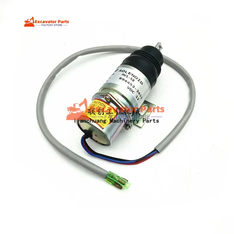 For Isuzu Engine 894453-3411 Stall solenoid valve MV1-58 Flame extinguisher switch Oil cut-off valve Excavator Parts