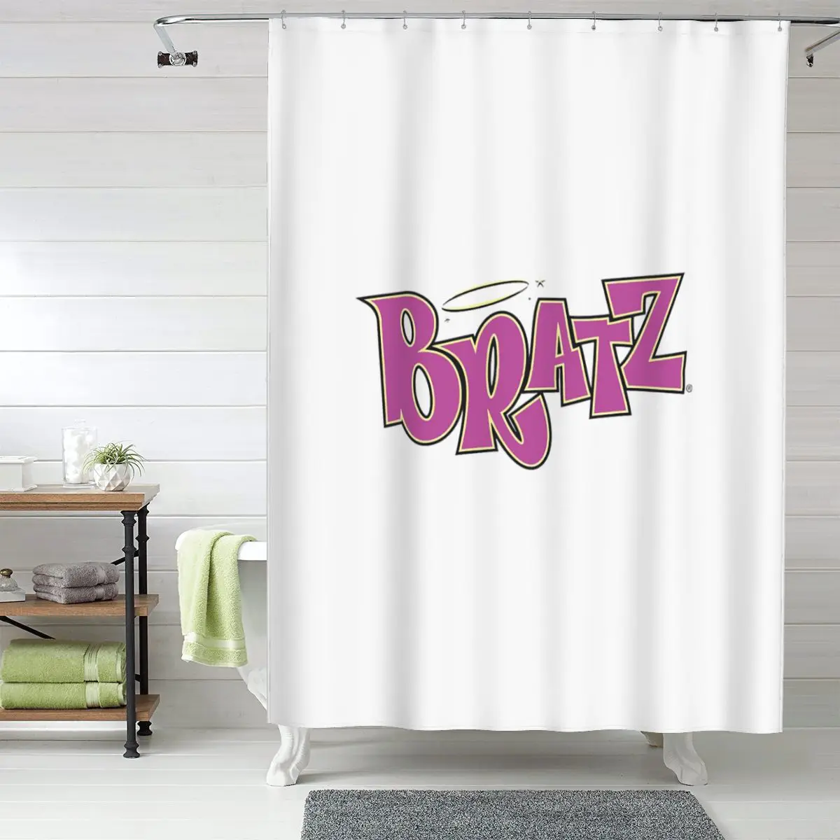 

Занавеска для душа с логотипом Bratz, полиэстеровая, водонепроницаемая, с крючками