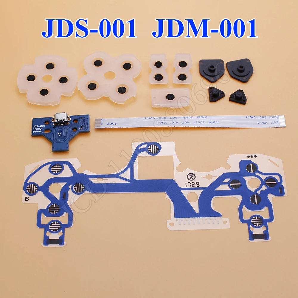 JDM-001/011 JDS-030 JDS-040 JDS-055 USB Charging Port Board Conductive Film Silicone Rubber Button For PS4 Pro Slim Controller