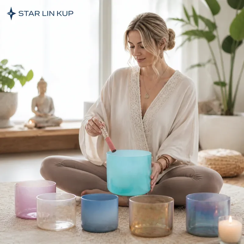 STAR LIN KUP 6.5 Inch D Note 432Hz Crystal Singing Bowl Perfect Pitch Sound Healing Meditation Yoga Chakra Balance Tool