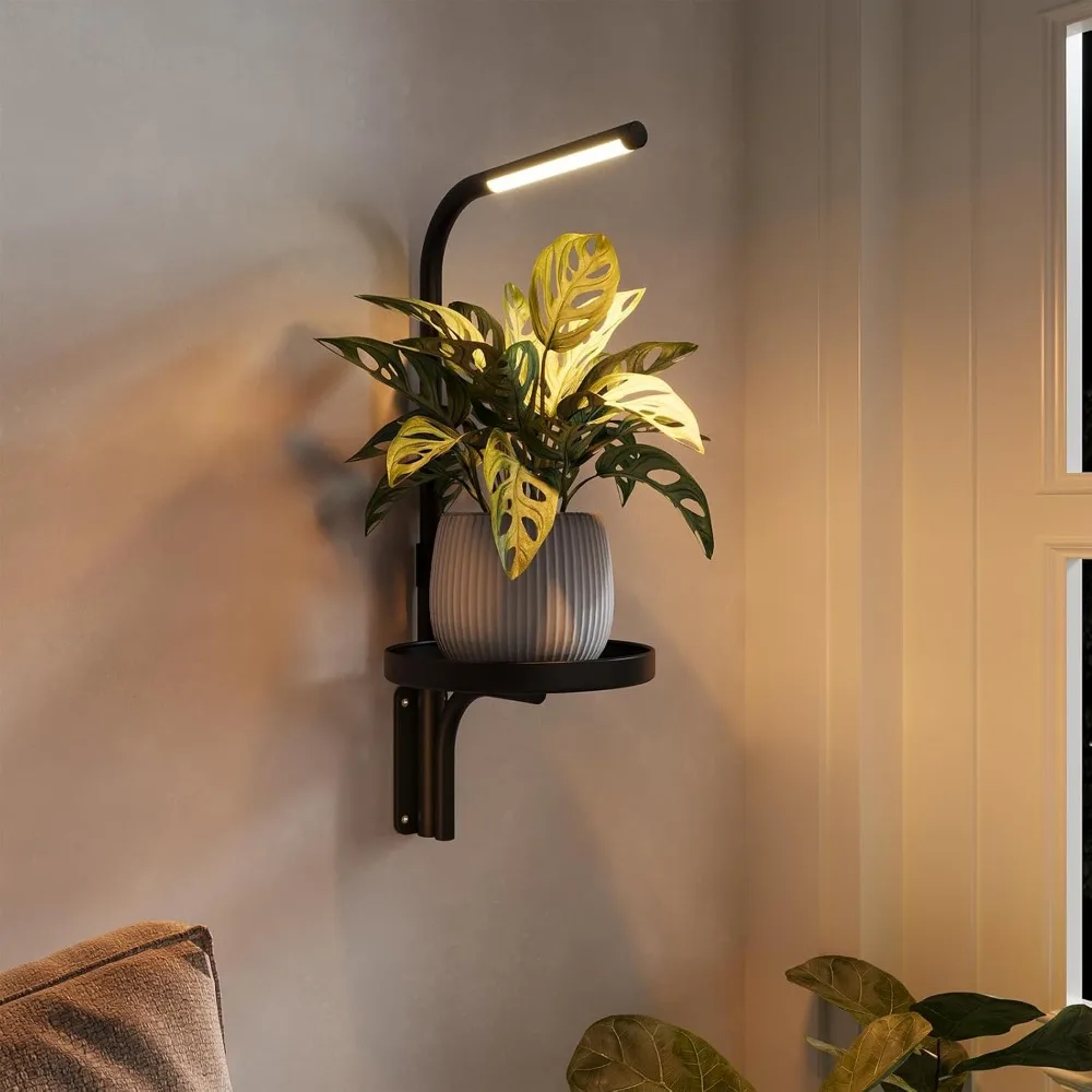 

Настенный держатель для растений с регулируемой лампой для выращивания комнатных растений, черный