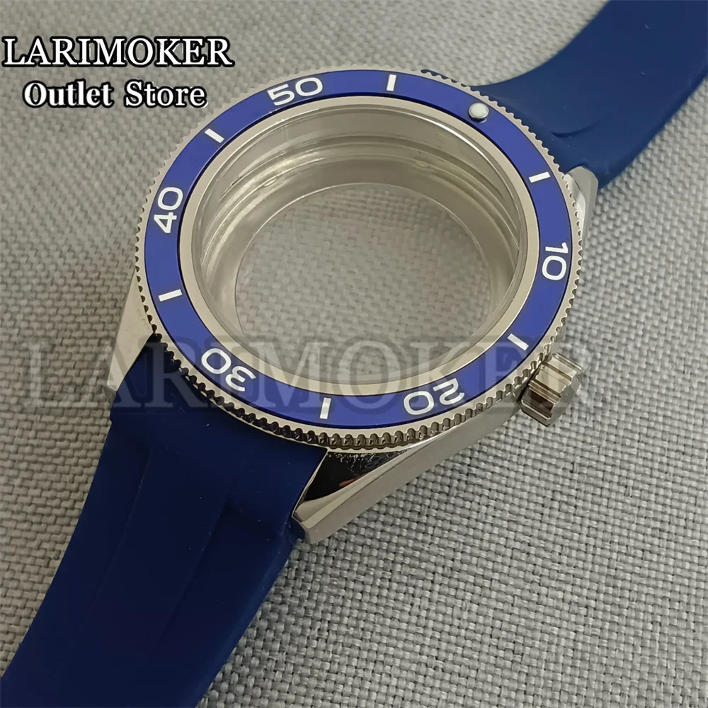 LARIMOKER 41.5mm kubah safir kaca jam tangan karet gelang jam cocok NH35 NH36 NH34 NH37 ETA2824 PT5000 Miyota 9015 gerakan