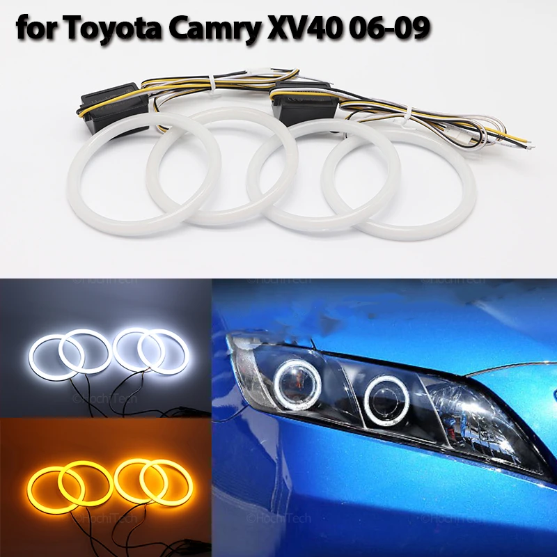 

Halo Ring Angel Eyes Turn Signal Switchback Cotton LED White Yellow for Toyota Camry XV40 Pre-facelift Altise 2006-2009 styling