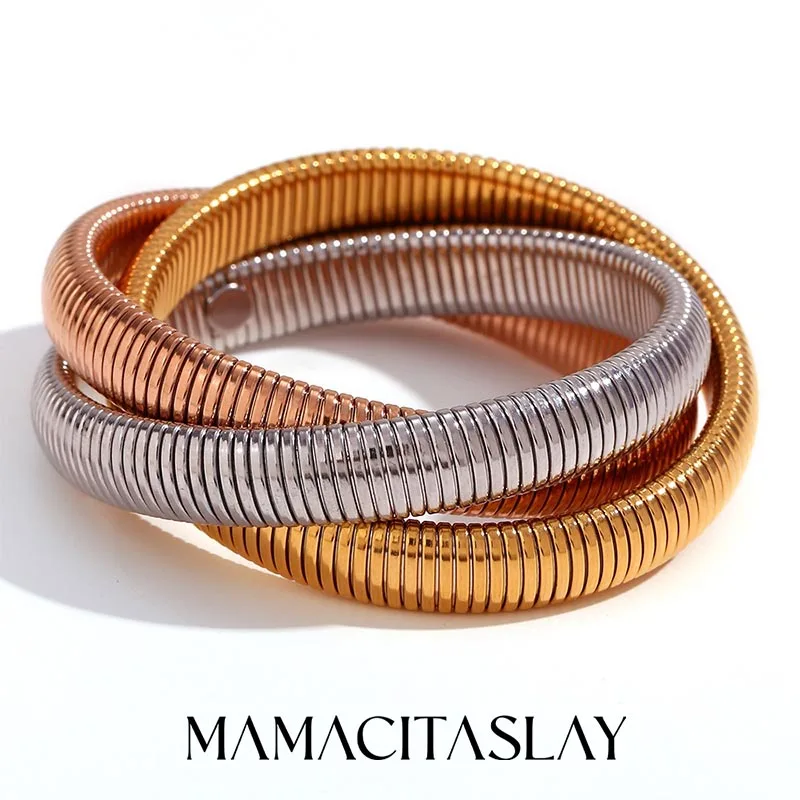 MamacitaSlay 18K Gold Plated Stainless Steel Multilayer Bracelet 2025 New Design Waterproof Jewelry Women's Charm Wrist Jewelry