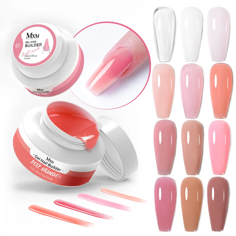 15ml Extension Gel Nail Polish Builder Nails Gels Clear Nude Pink Nail Art UV LED 12 Colors Hard Gel Manicur Semi Permanent