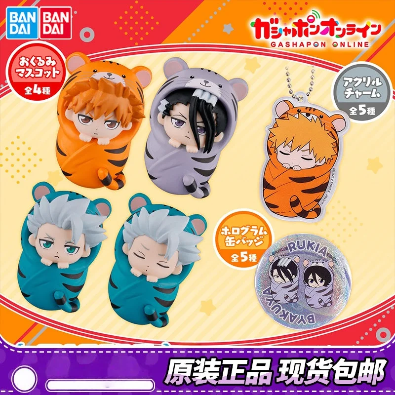 Figuras Gashapon de Bandai Bleach: Tigre Dormido, Bebé Envuelto, Ichigo Kurosaki, Byakuya Kuchiki, Rukia, Amuletos de Mascotas, Insignias Acrílicas