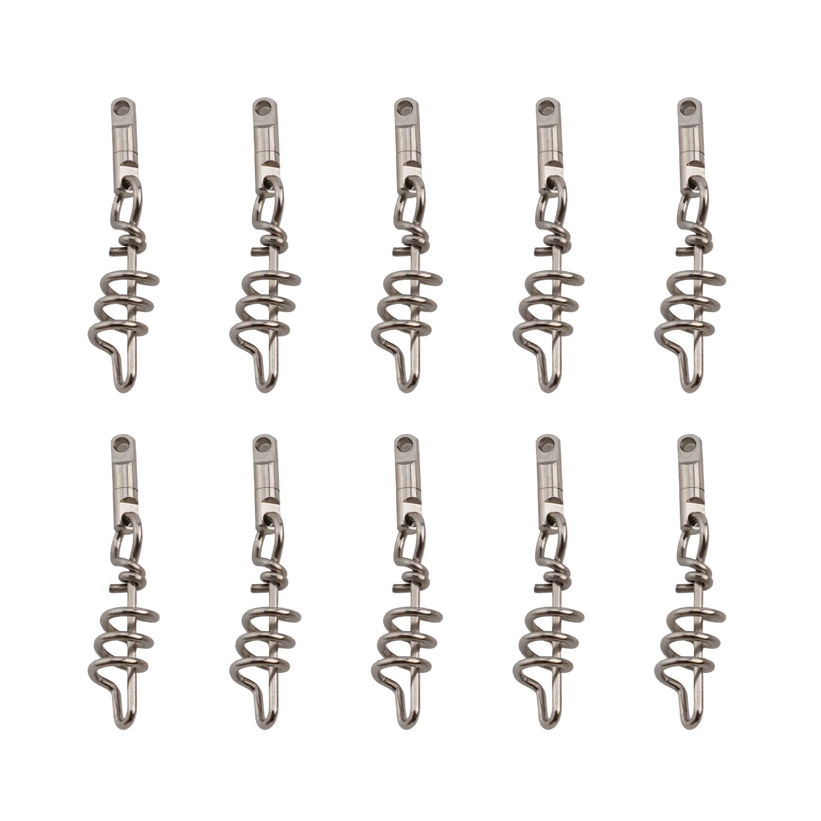 10Pcs Ball Bearing Fishing Connector High Strength Rolling Corkscrew Swivel Snaps Stainless Steel Solid Ring Fishing Accessories