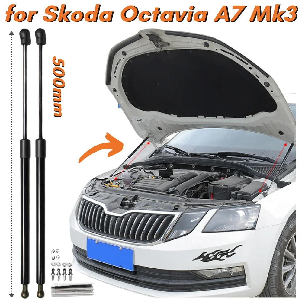 Ilość (2) Amortyzatory maski do Skoda Octavia Mk3 (A7, Typ 5E) 2012-2019 Car-Styling Refit Przednia maska ​​Sprężyny gazowe Podpory podnoszące Amortyzatory