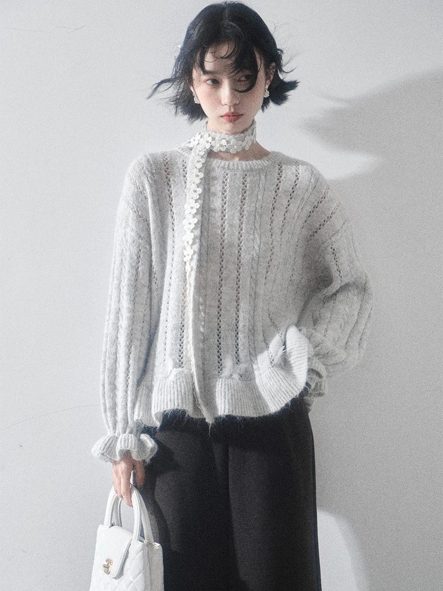 

Вязаный шерстяной свитер Liparpa свободного кроя с круглым вырезом, осенне-зимний, теплый, однотонный, на одной пуговице, для повседневной носки