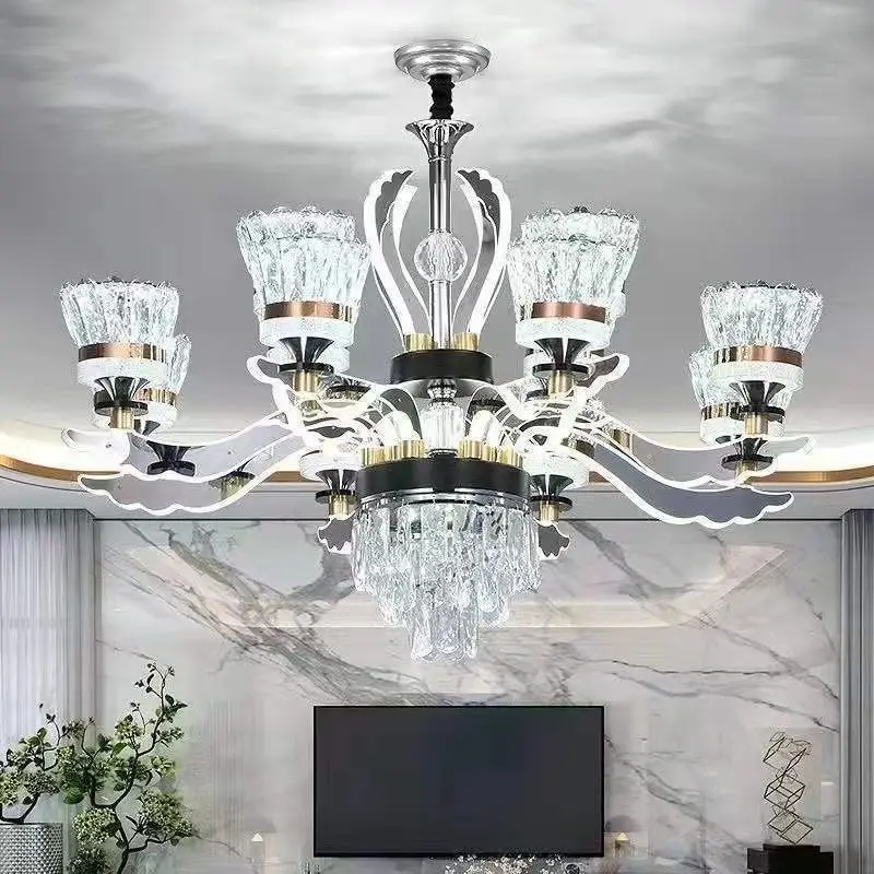 Crystal, chandelier, living room, modern, simple, creative, atmospheric, light luxury