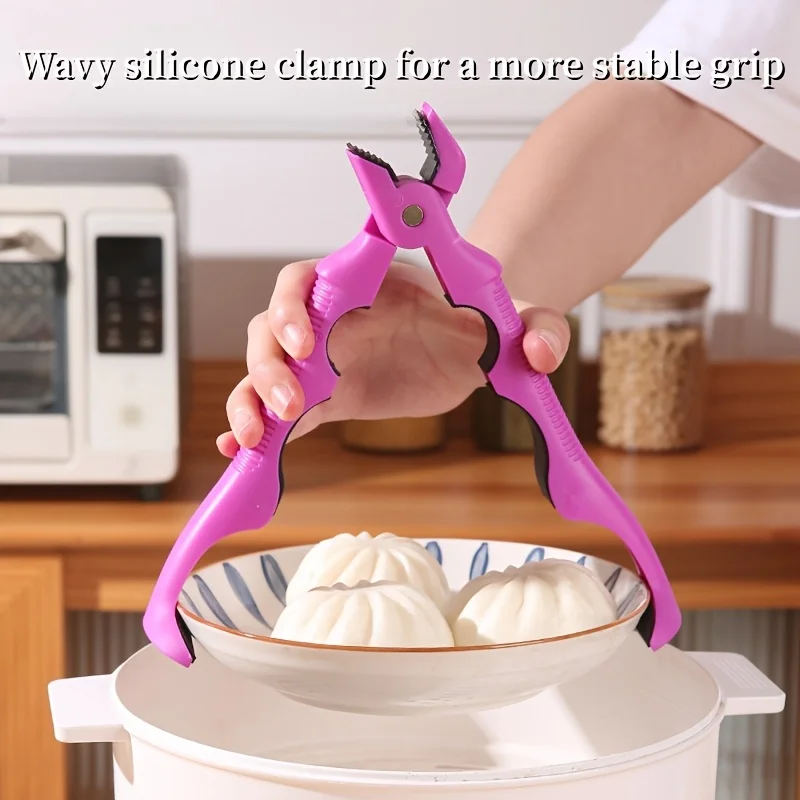 

1pc Plastic Kitchen Clamp Bowl Clamp Non-Slip Burn Plate Holder With Built-In Bottle Opener Kitchen Anti-Scalding Silicone Clip