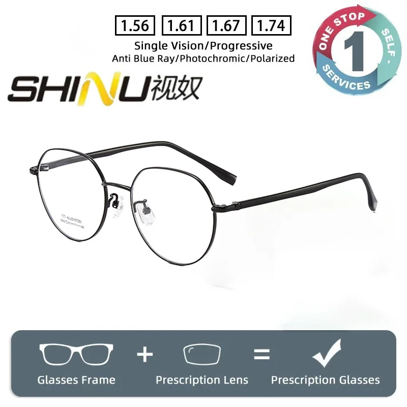 

SHINU прогрессивные мультифокальные очки для чтения для пресбиопии женские линзы по рецепту мужские очки для близорукости на заказ анти-синий свет