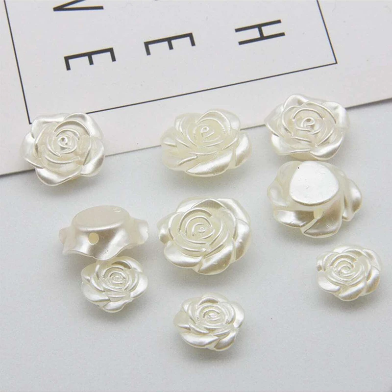 20PCS 16mm Rose Shaped Button Women Shirt Knitted Buttons Plastic Pearl Buttons Sewing DIY Supplies Handmade Accessories TMZ