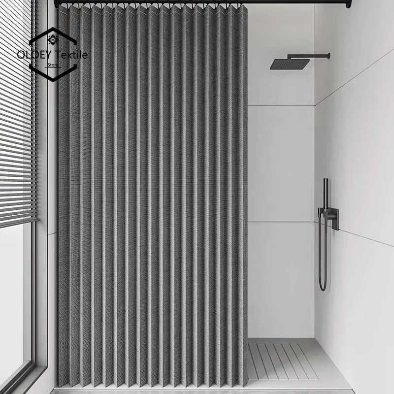 

Waterproof & Mold-Resistant Waffle Weave Shower Curtain - Foldable Hook-Free Bathroom Curtain with Easy Installation