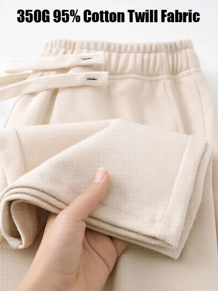 

95% Cotton 350g Casual Chino Pants Men Straight Sweatpants High-quality Thick Twill Sport Trousers Jogger Anti-wrinkle Work Wear