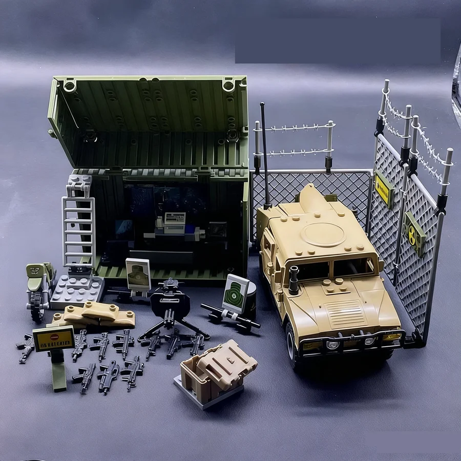 

Building blocks desert military scene command battalion Weapons Motorcycle Off-road vehicle DIY assembling building blocks Set