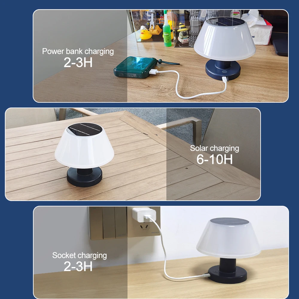 D5 Outdoor Solar Table Desk Lamp Light Portable Mushroom Light LED Bedside Lamp Camping Light Patio Garden Restaurant Bar Lights