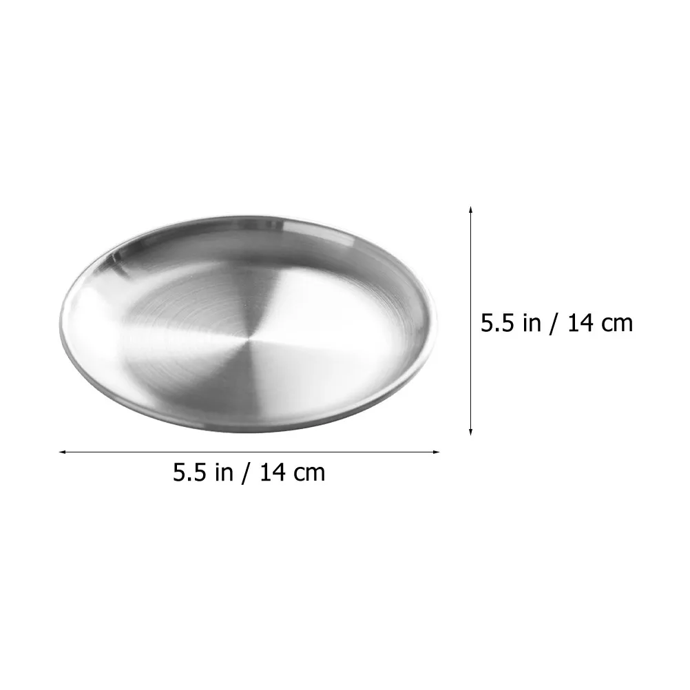 1Pcs Premium Food-Grade Stainless Steel Round Tray Thick Rustproof High-Temperature Resistant Polished Edge Cake Fruit Grill