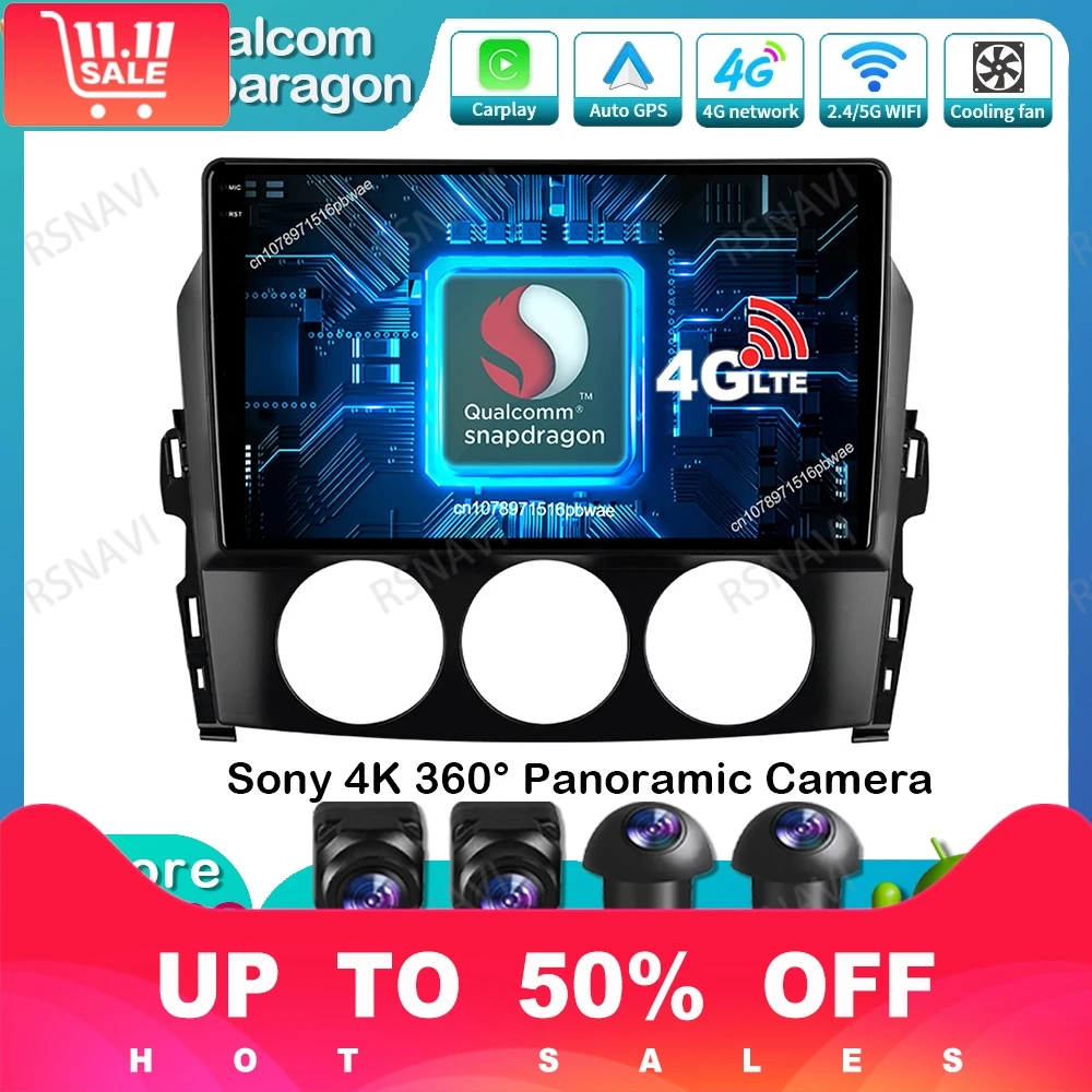 راديو سيارة أندرويد 15 لمازدا MX-5 MX5 MX 5 NC 2005-2015 ستيريو نظام تحديد المواقع DSP 5G WIFI QLED مشغل فيدو DVD Autoradio Qualcomm BT #1