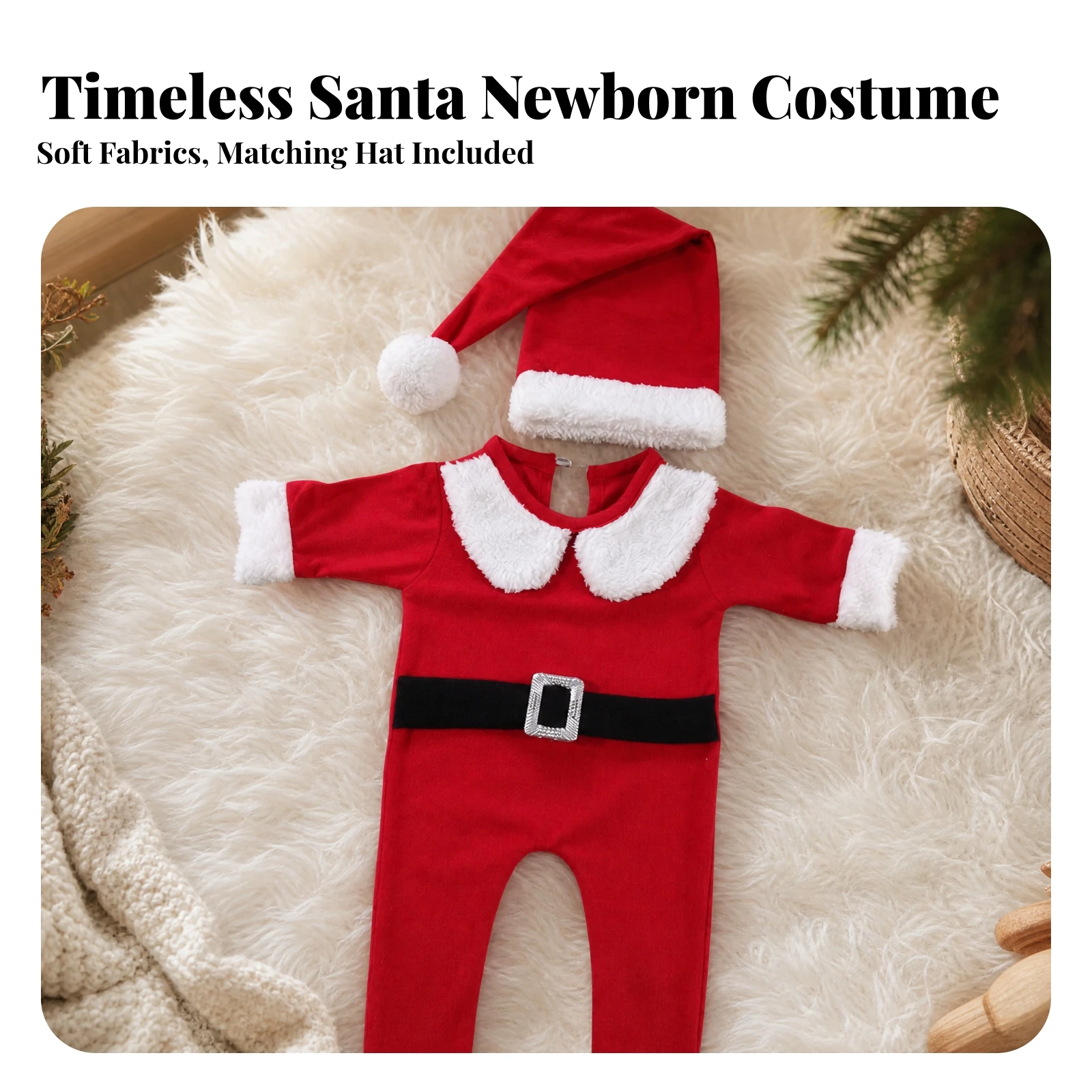 Christmas Newborn Photography Costume Adorable Newborn Santa Outfit with Hat Cotton Breathable for Newborns