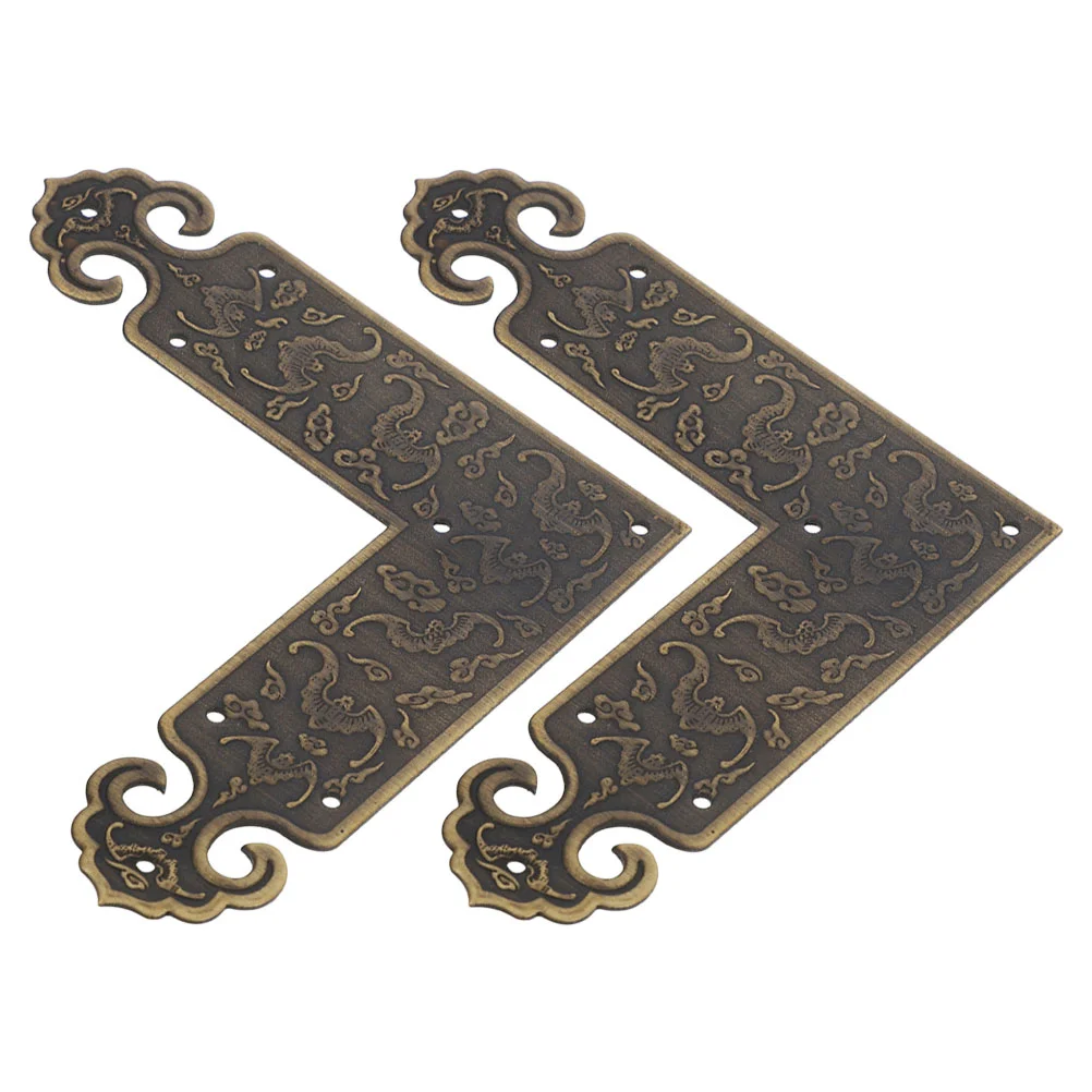 

2 Pcs Corner Code Iron Angle Brackets Table Protector Protectors Furniture Decorative Edge Vintage Guards Brass Corners