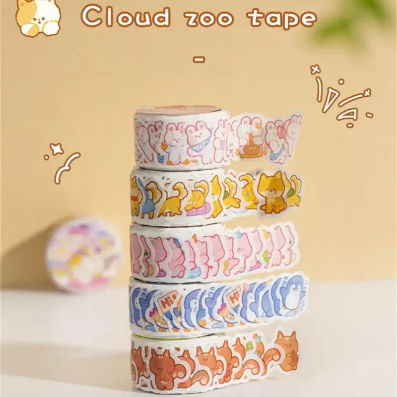 Rolo de papel washi kawaii desenho animado animal washi fitas de mascaramento para scrapbooking artesanato material decoração